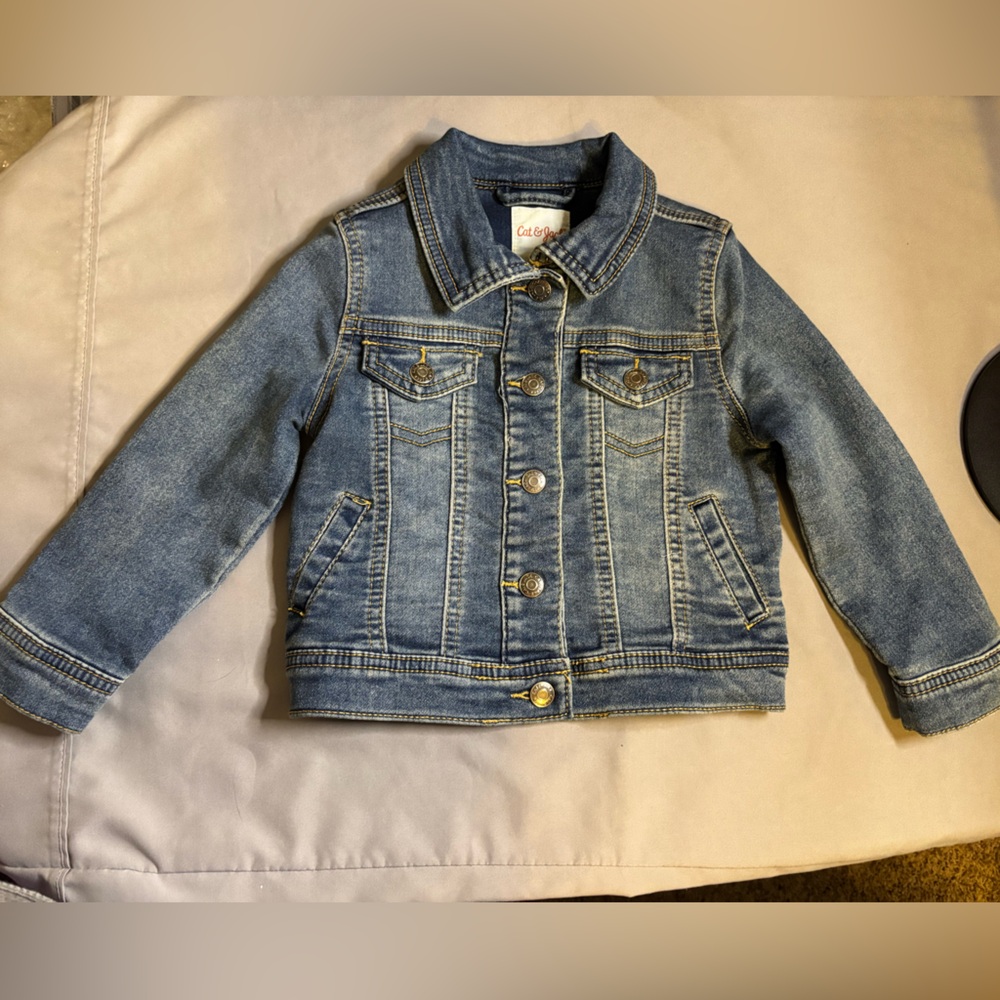 Cat & Jack Blue Denim Jean Jacket Timeless Design Snap